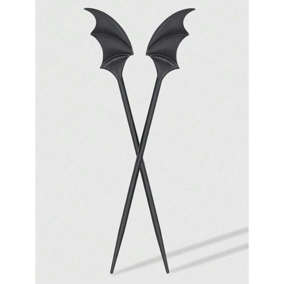 Goth Gothic Emo High Quality Metal Bat Wing Hair Sticks 7in - Picture 1 of 3
